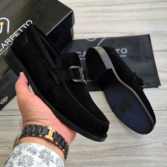 Men's Suede Leather Buckle Loafers - Picture 1 of 6